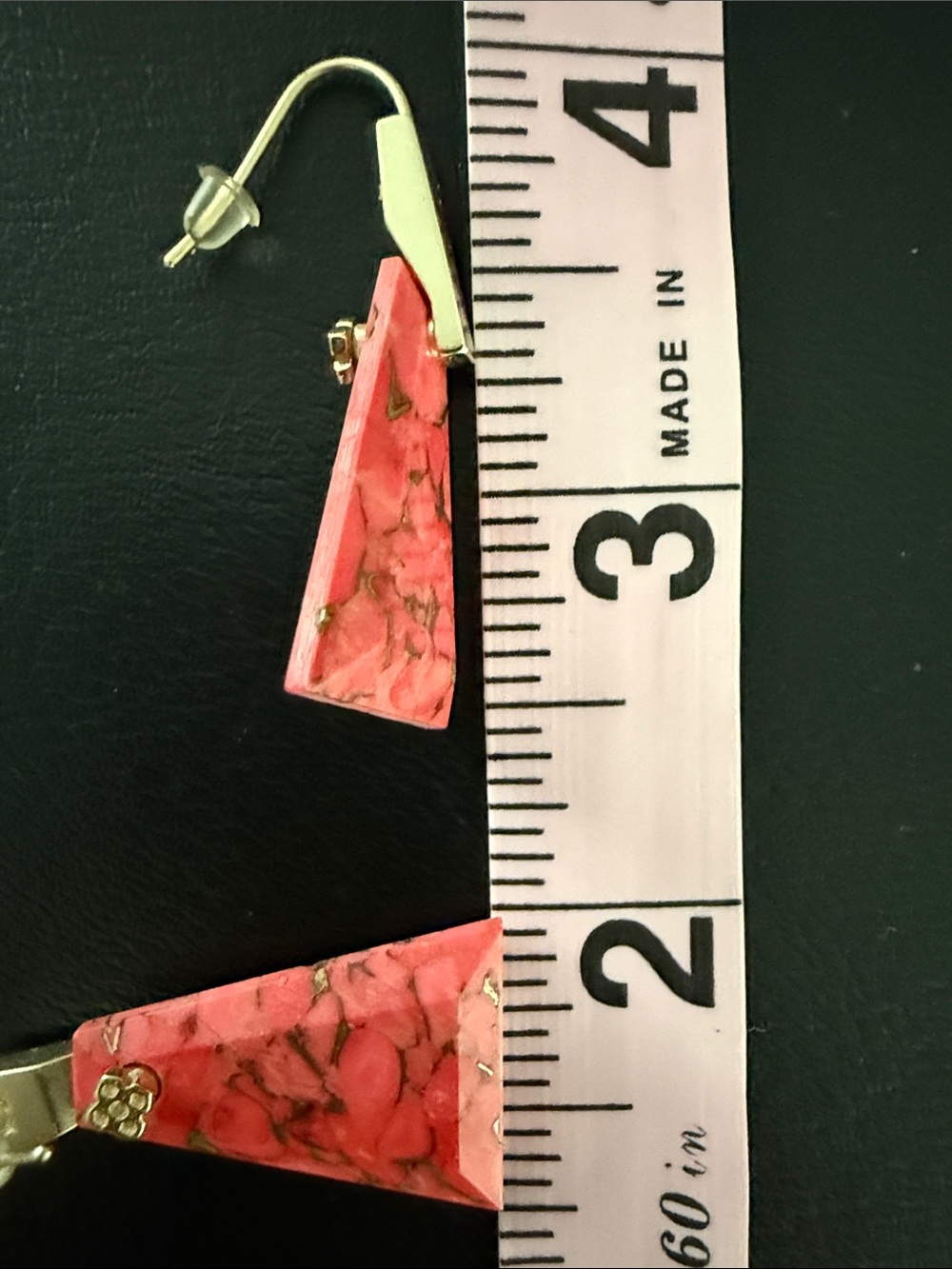 Kendra Scott Pink Marbled Triangle Drop Earrings with Gold Accents - Picture 4 of 6